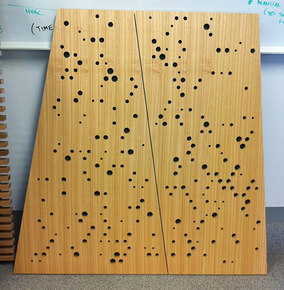 sample of perforated panel to hanging studio